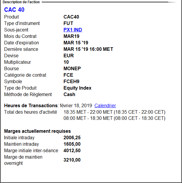 Description indice cac 40 - future cac 40