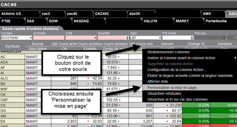 ratio cours bénéfice capture d'écran trading cac 40 price earnings ratio - capture d'écran trading cac 40