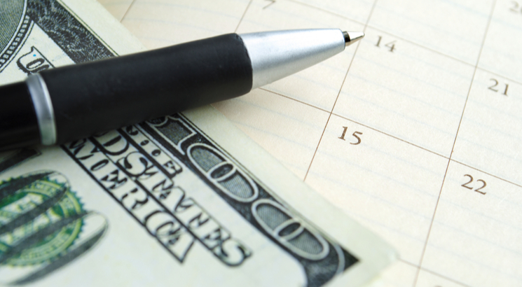 Dollar cost averaging - investissement programmé - illustration billets calendrier stylo