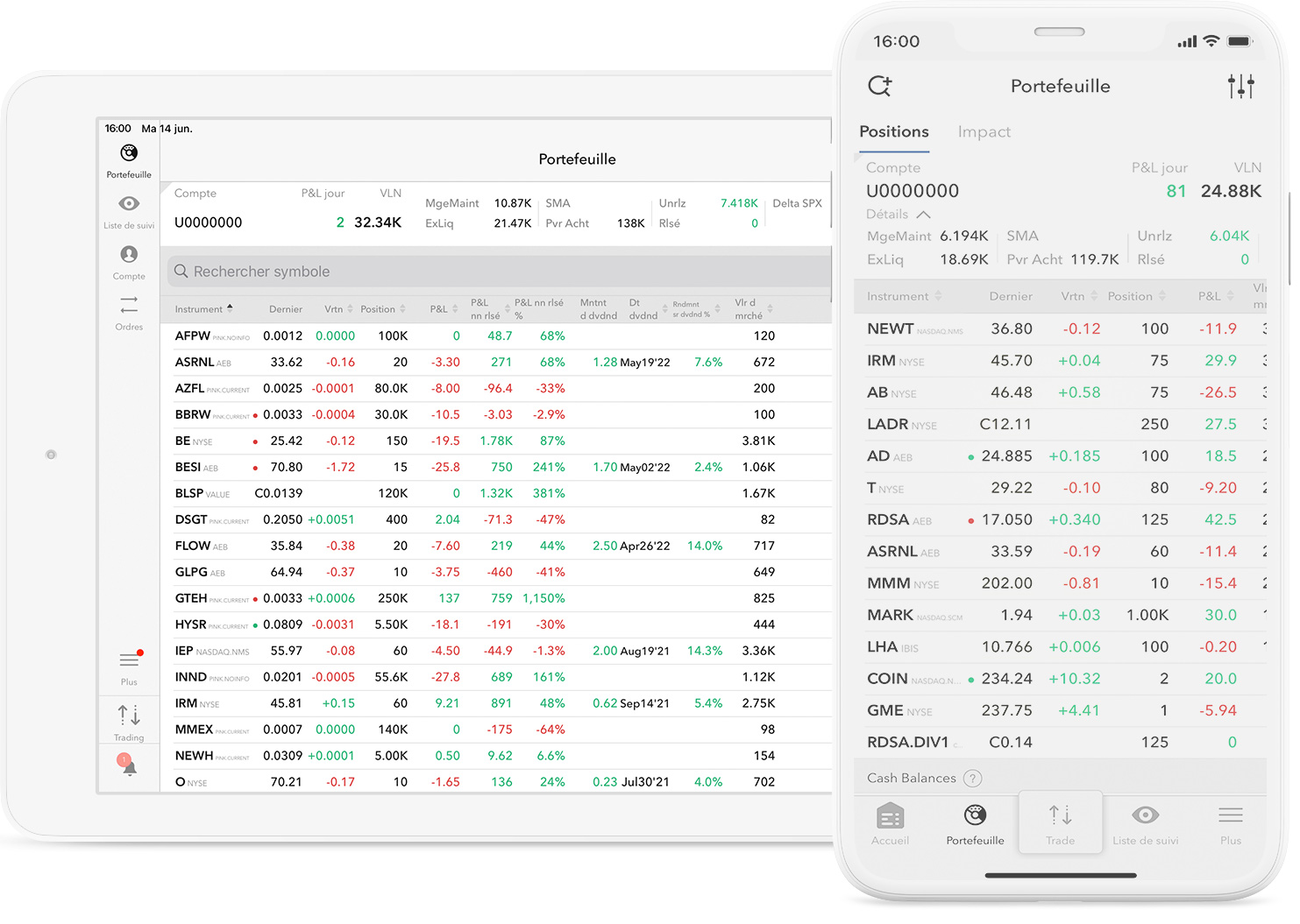 Consultez rapidement et facilement votre portefeuille avec les applications de trading mobiles