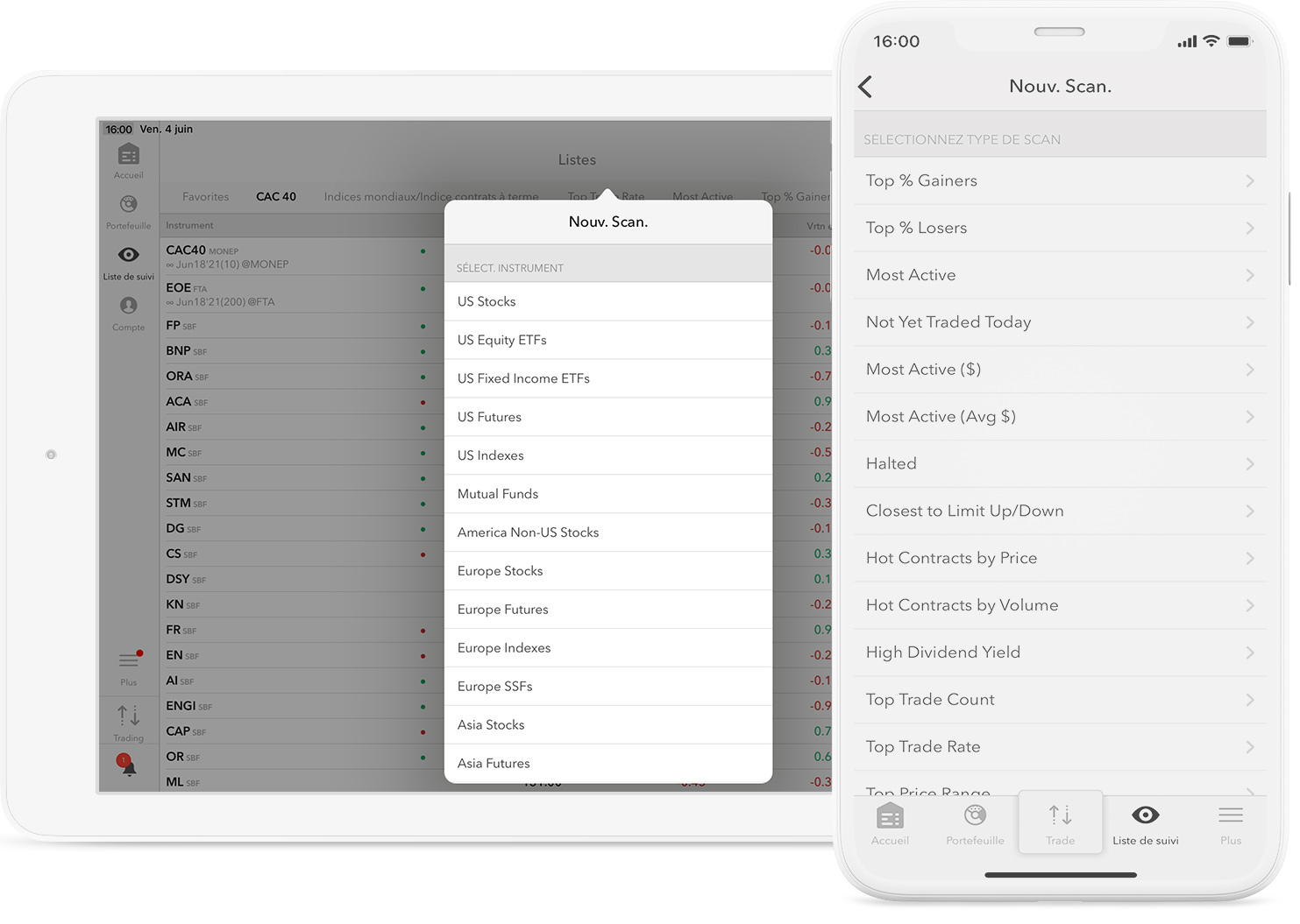 Scannez rapidement et facilement les titres avec le scanner de marché mobile - Applicaitons de trading Scannez rapidement et facilement les titres avec le scanner de marché mobile - Applicaitons de trading