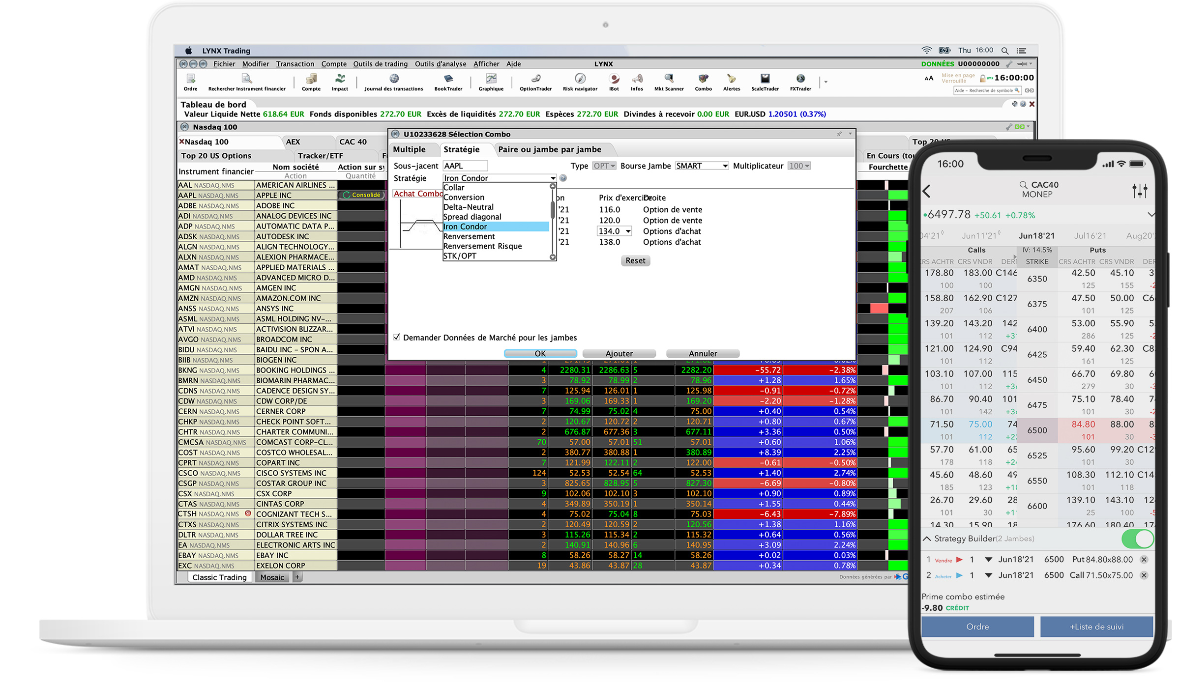 Le combotrader par l'intermédiaire de LYNX - Créez vos combinaison d'option en un seul clic
