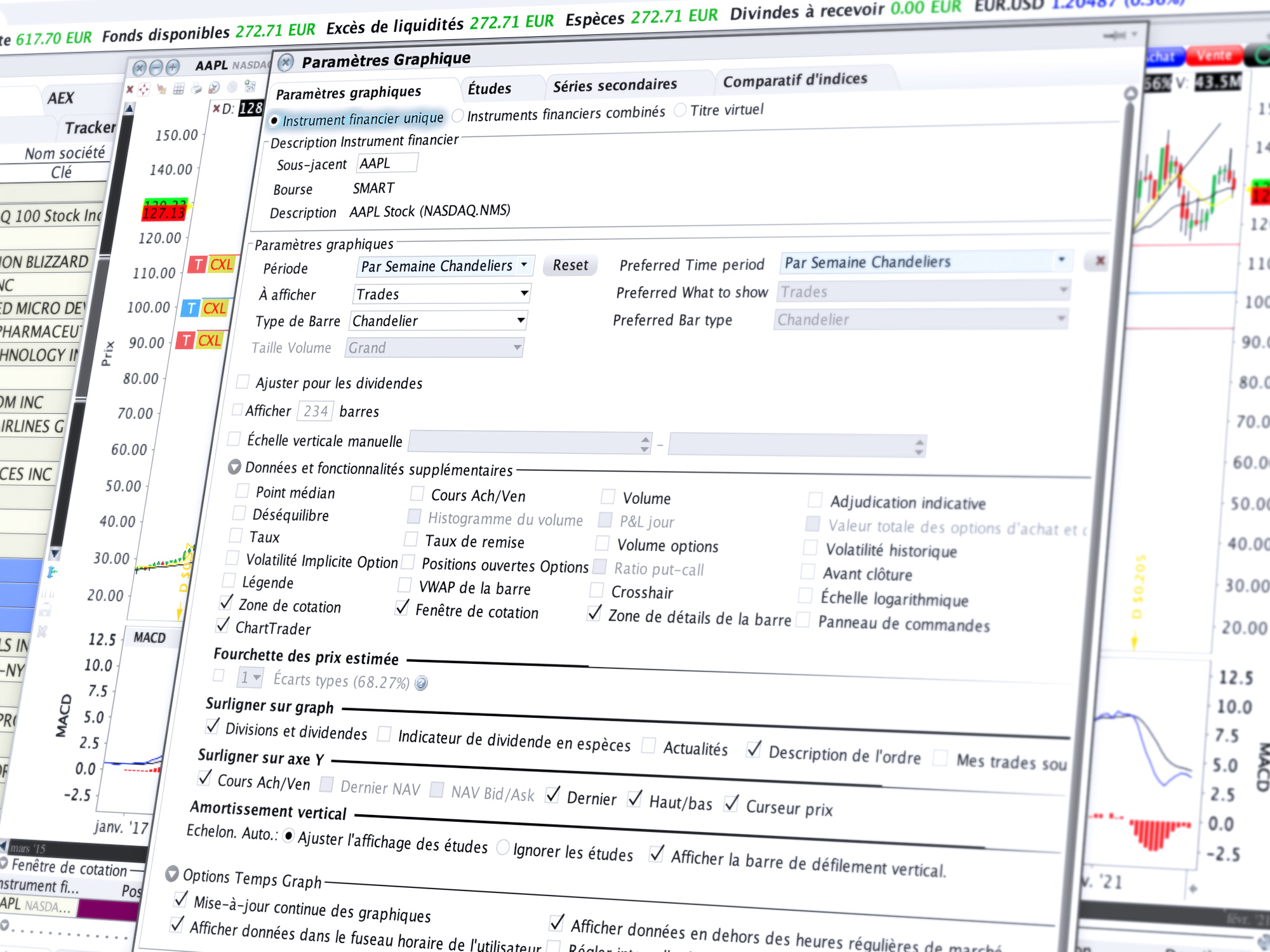 ChartTrader : comment définir les paramètres du graphique