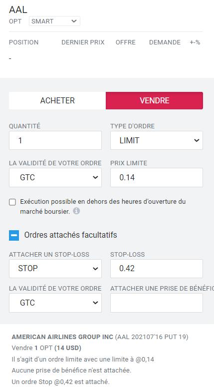 risk management short put AAL - gestion des risques risk management short put AAL - gestion des risques