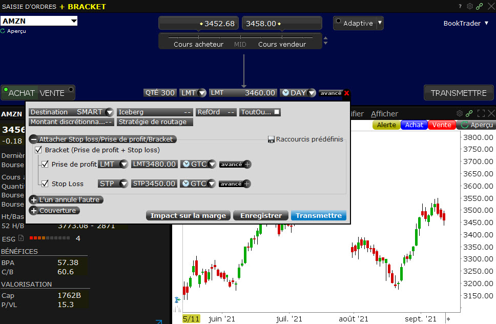 ordre bourse - ordre trading - configuration ordre bracket