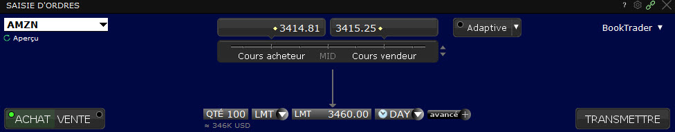 ordre bourse - ordre trading - panneau saisie d'ordres