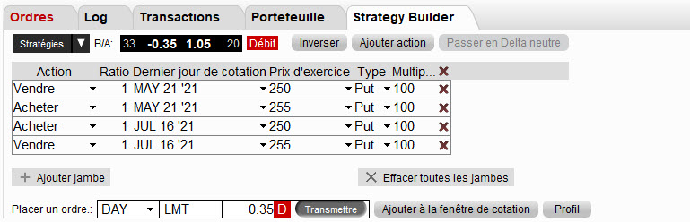 strategy build - buill put spread