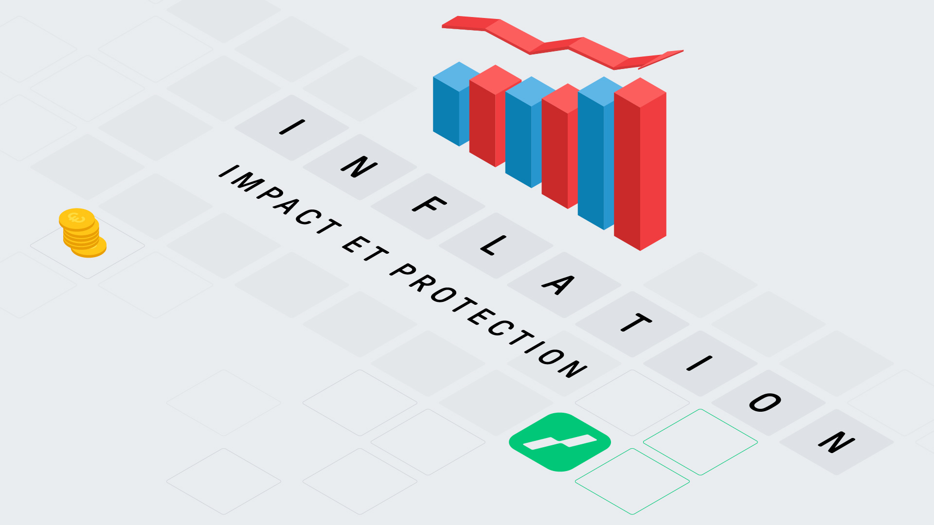 inflation impact protection - illustration graphique et logo
