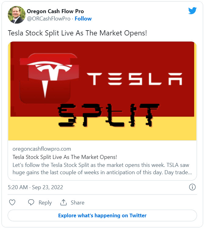 division action - stock split - tweet Tesla