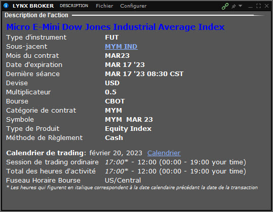 dow futures - djia futures - specs