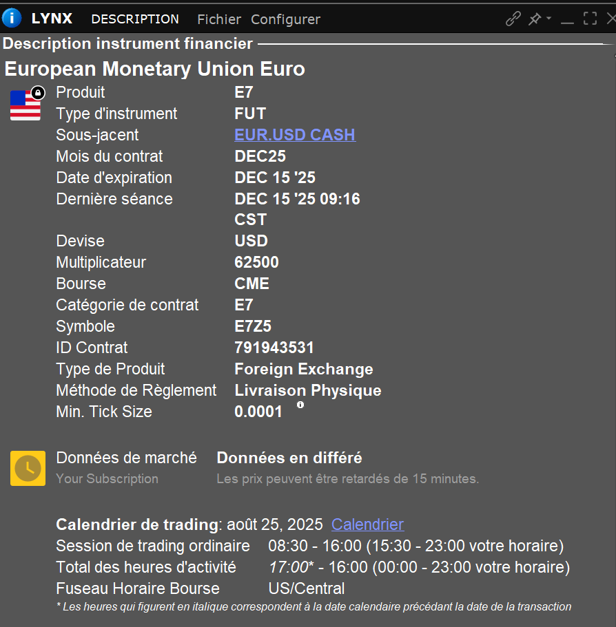 future euro-dollar E7 - spécification du contrat